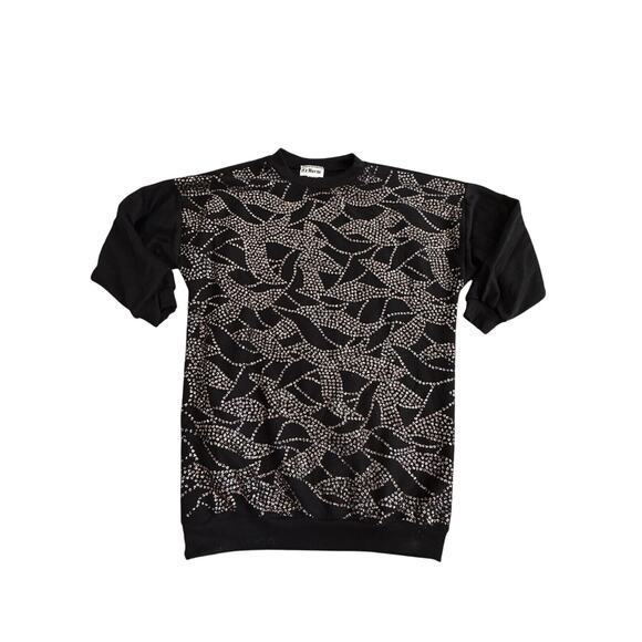 VTG Rhinestone Tunic black Top- It’z NORM 80s SZ Medium - Picture 1 of 7